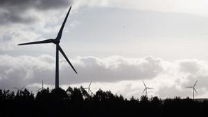 Varios aerogeneradores en el parque eólico de Vilachá, a 15 de marzo de 2024, en Lugo, Galicia (España). Dicho parque, que se encuentra entre los concellos lucenses de Ourol y Muras, ha visto paralizada (por el Tribunal Superior de Xustiza de Galicia) su