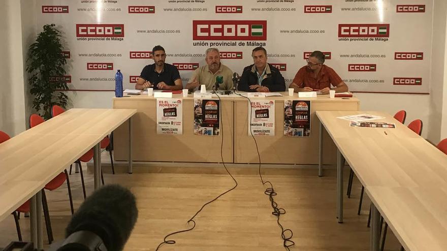 Francisco Villodres, Ramón Sánchez, Fernando Cubillos y Juan Antonio Perles, ayer en Málaga.