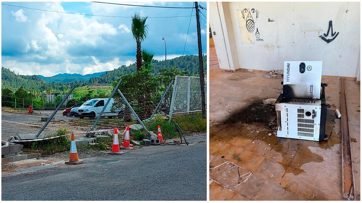 Imágenes de los destrozos provocados por los jóvenes delincuentes en las instalaciones de la empresa de Segorbe.