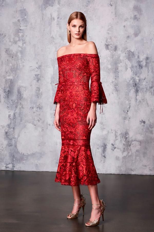 Vestidos rojos para invitadas de boda: Marchesa