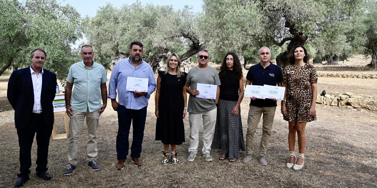 La presidenta de la Diputación, Marta Barrachina, con los premiados por los mejores aceites de oliva virgen extra de Castellón.
