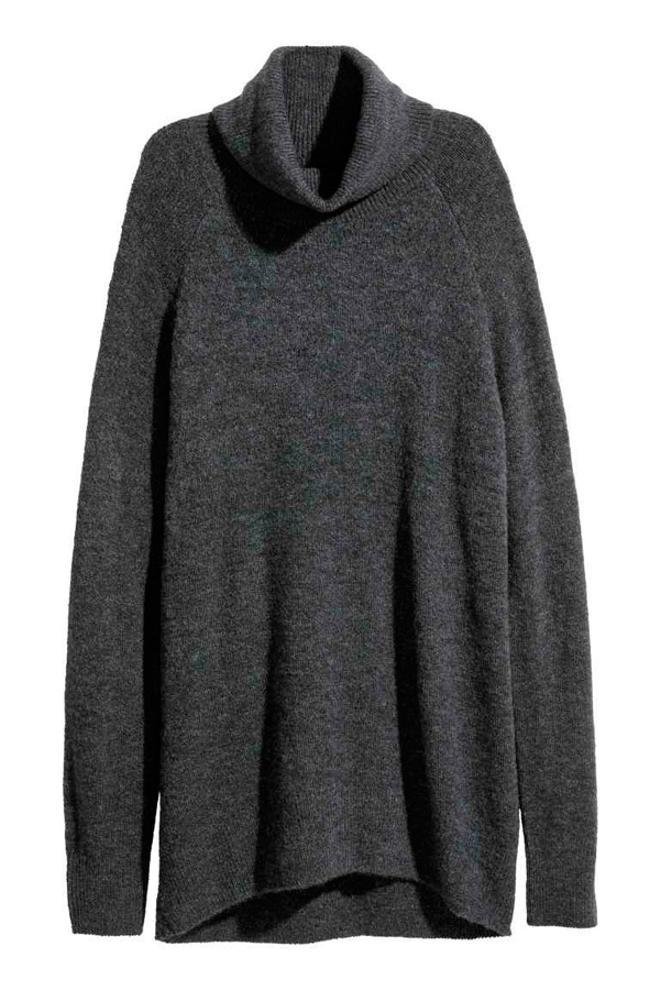 Jersey de punto y cuello alto gris oscuro de H&M