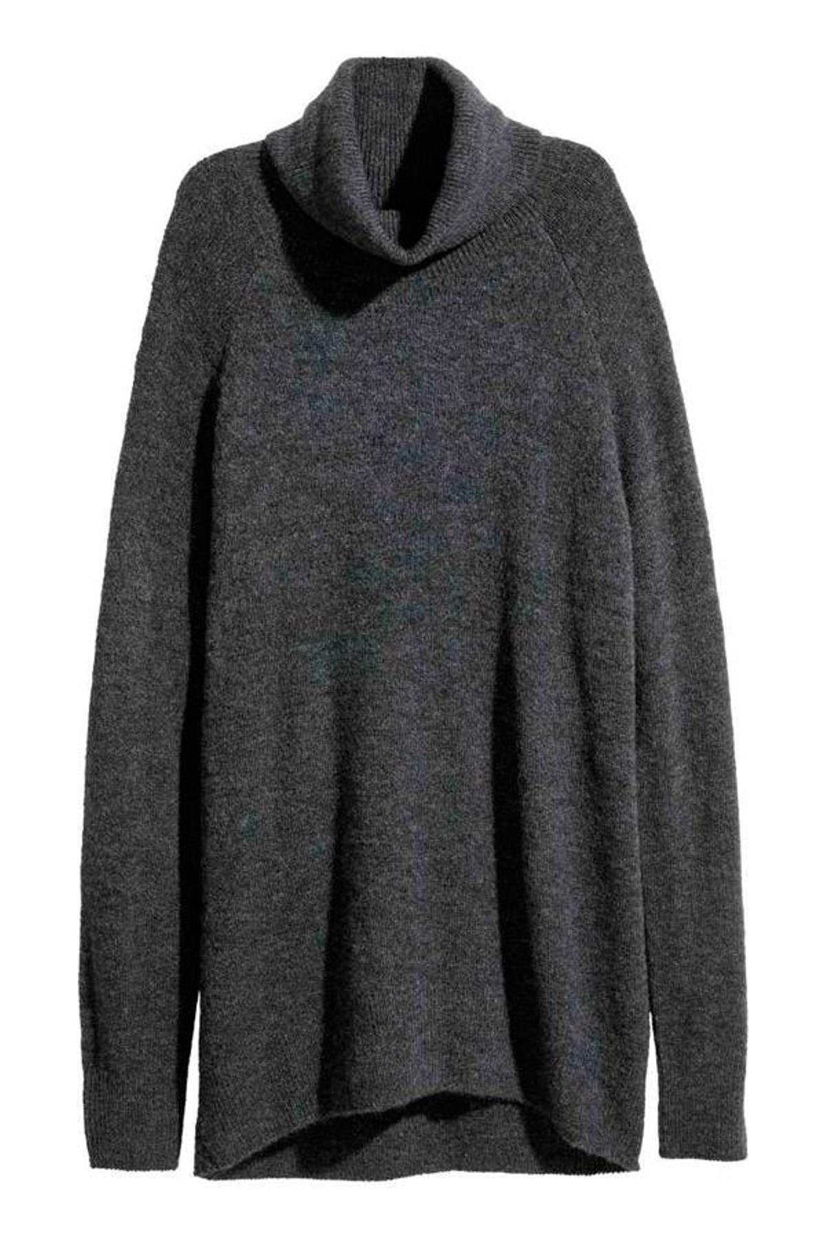 Jersey de punto y cuello alto gris oscuro de H&amp;M