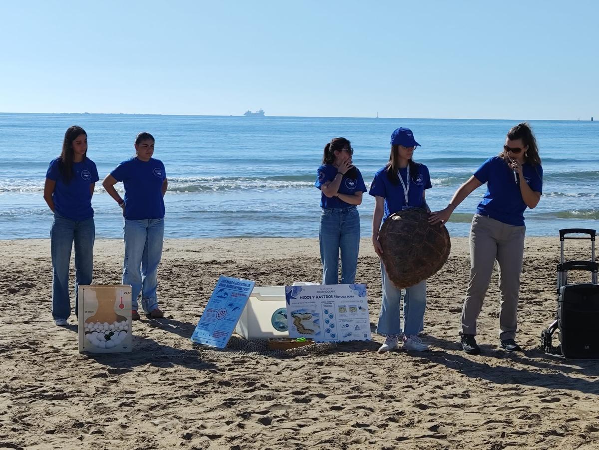 Voluntarias y técnicos del Oceanogràfic en el taller.
