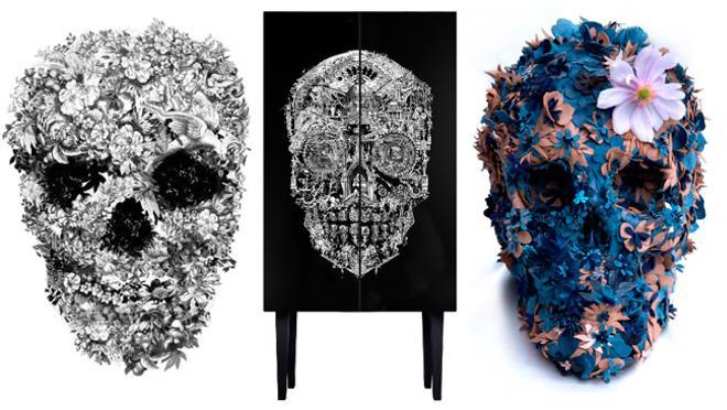 Calaveras en la decoración: cómoda 'Floral Skrull' de Jacky Tsai