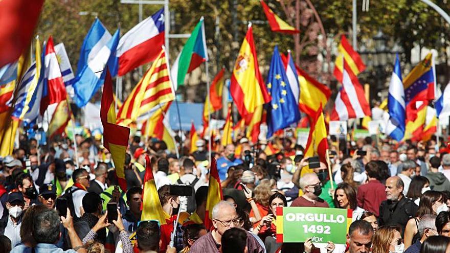 Participants, ahir, a la manifestació de Barcelona | EFE/MARTA PÉREZ