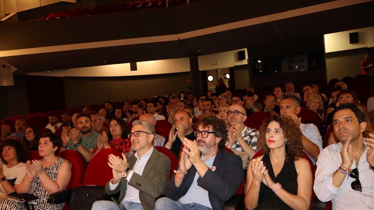 Arcadi España, Vicent Mascarell, Cristina Mora y Juan Antonio Sagredo, en el acto de l'Alcúdia.
