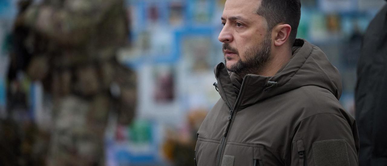 El presidente de Ucrania, Volodímir Zelenski, durante un acto en el Día de las Fuerzas Armadas.