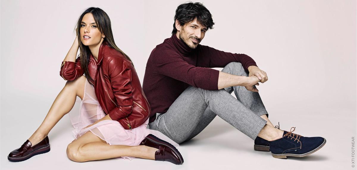 Los modelos Alessandra Ambrosio y Andrés Velencoso con calzado de Xti