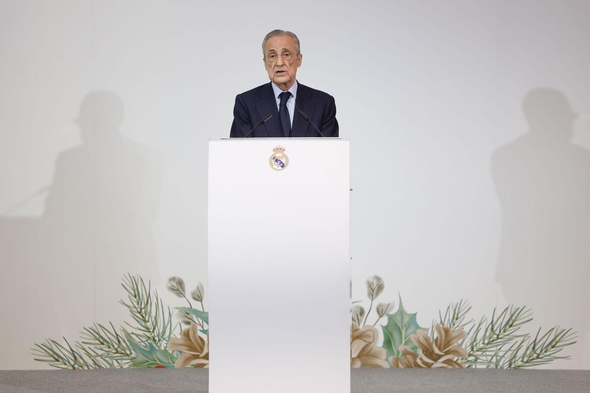 El presidente del Real Madrid, Florentino Pérez, en la pasada cena de Navidad.