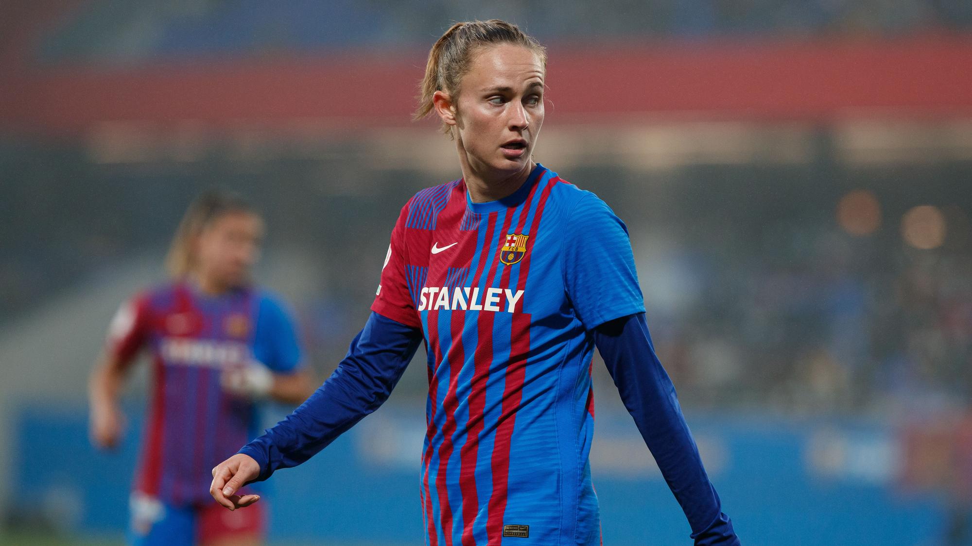 Caroline Graham Hansen en un partido con el FC Barcelona