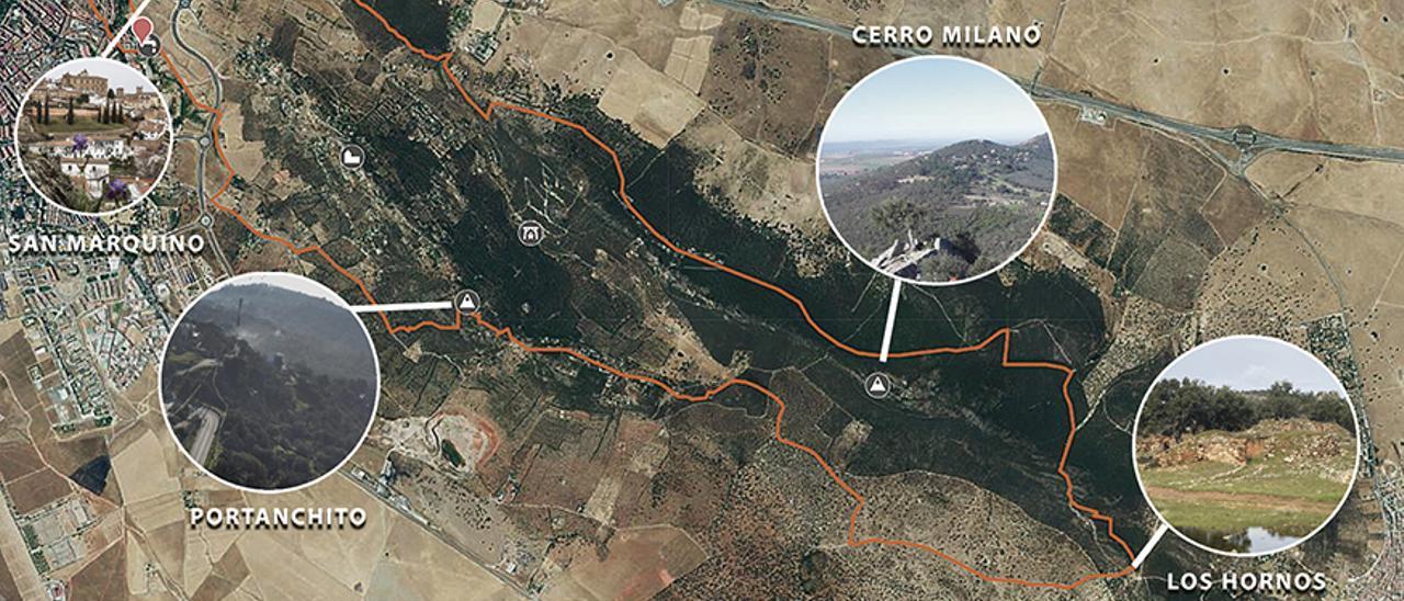 Mapa de la ruta 'Miradores de Cáceres'.