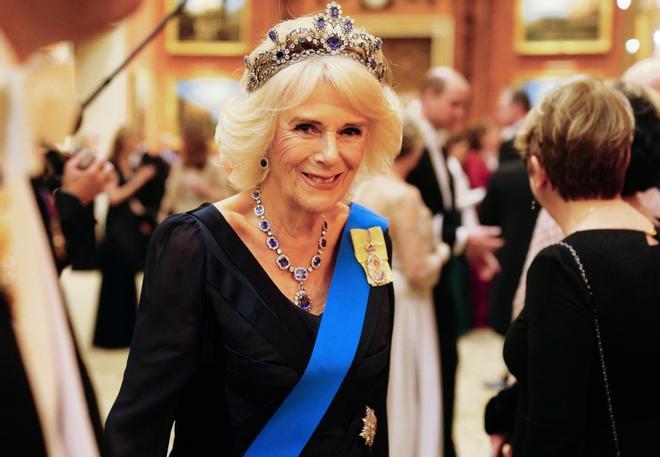 Camilla en una recepción en el Palacio de Buckinhgam