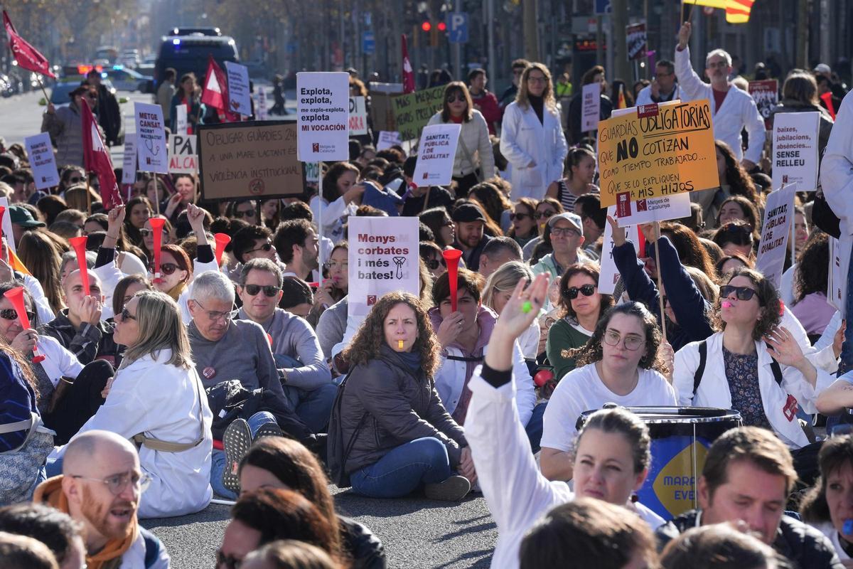 Manifestación de Metges de Catalunya en Barcelona el 15 de enero de 2026.
