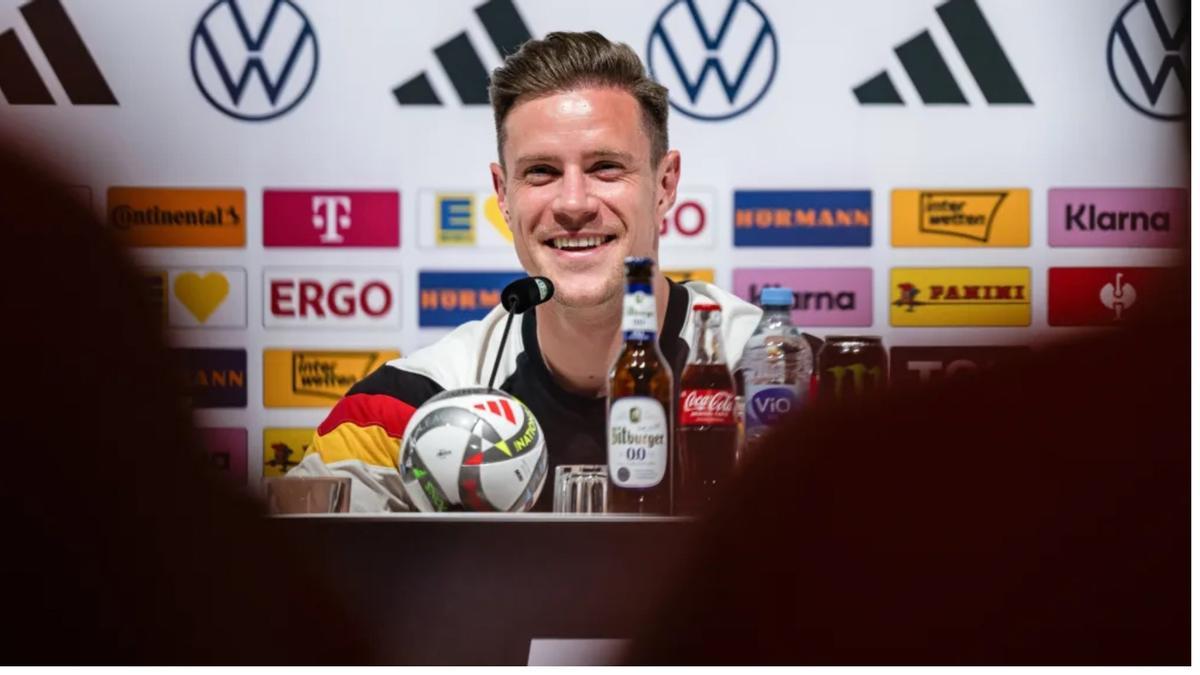Ter Stegen, en la rueda de prensa que ha ofrecido en la concentración de la selección alemana.