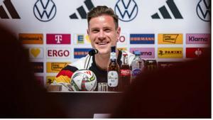 Ter Stegen, en la rueda de prensa que ha ofrecido en la concentración de la selección alemana.