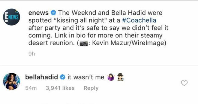 Bella Hadid desmiente el beso con The Weeknd