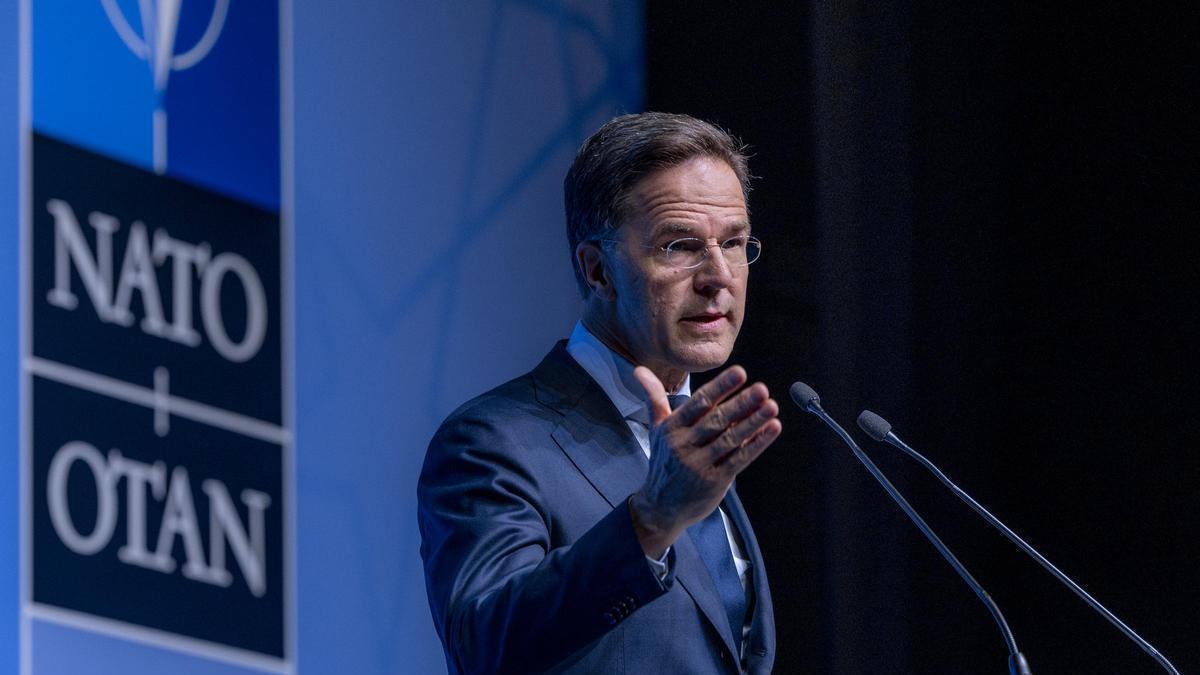 El secretari general de l'OTAN, Mark Rutte, durant una roda de premsa a la cimera a Ankara