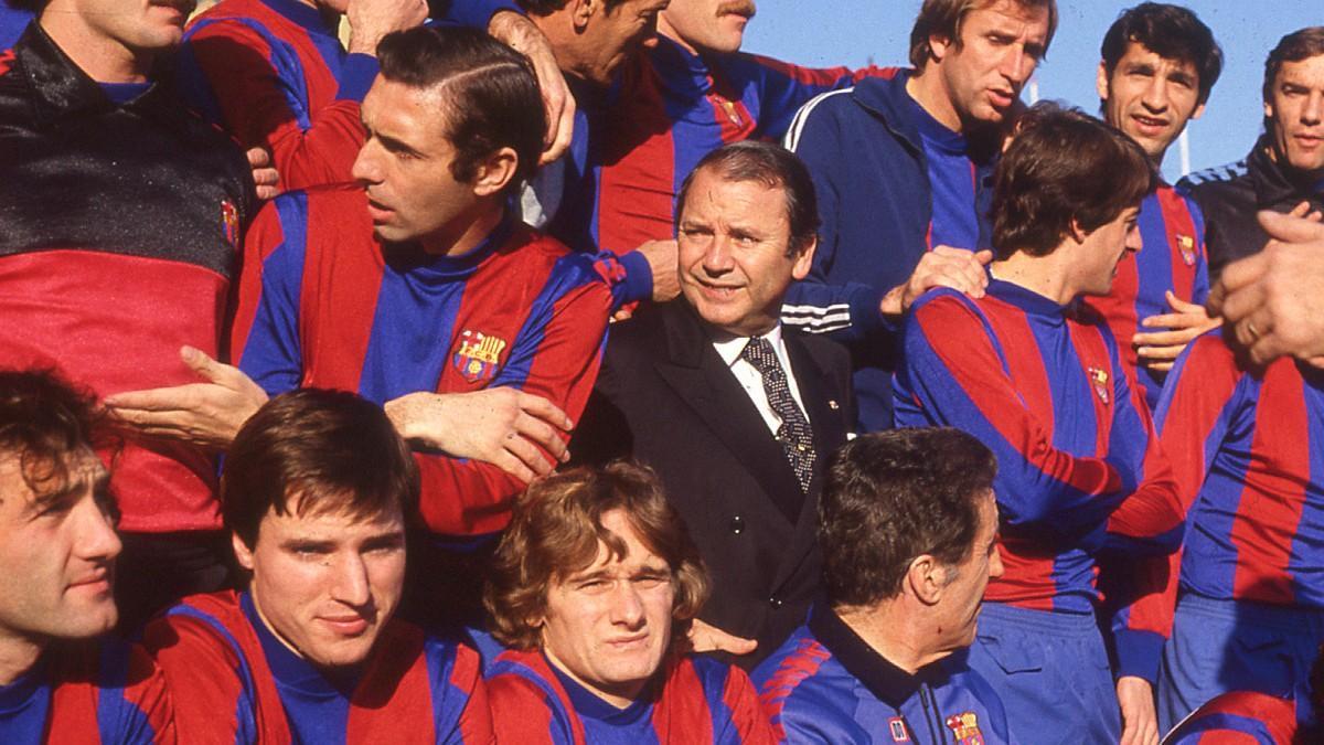 Nuñez en sus primeros años de presidente con Quini, Rexach, Olmo...