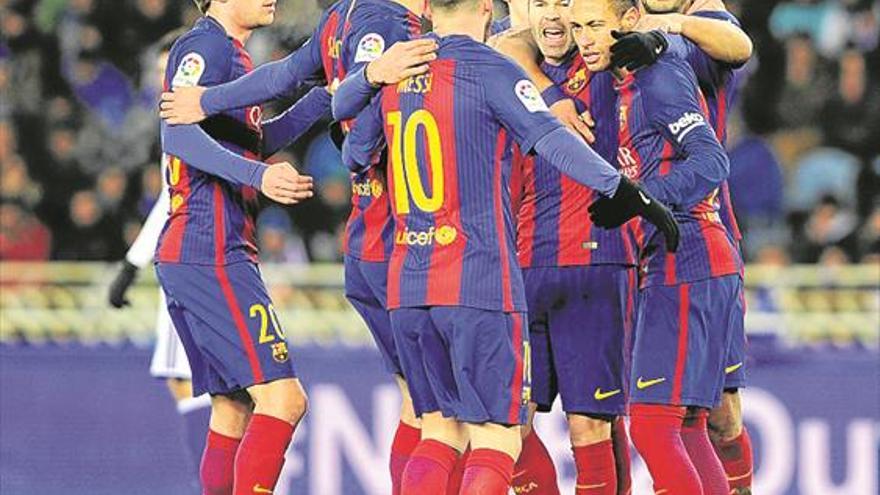 El Barcelona golpea a la Real con gol de Neymar