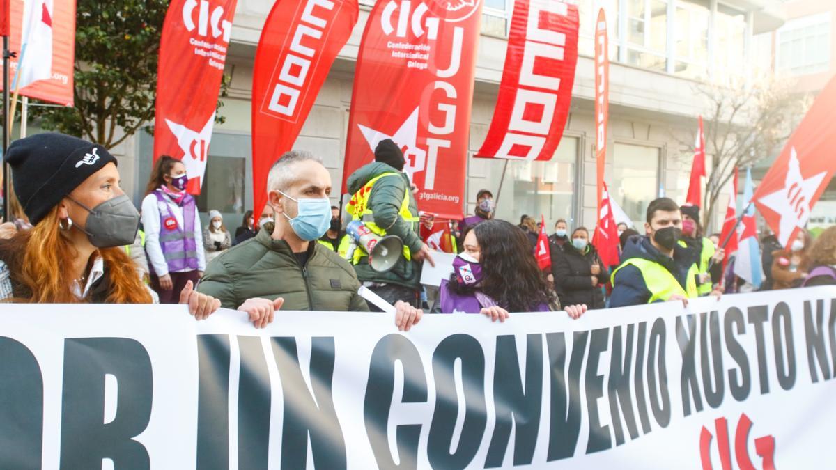 Una manifestación reciente celebrada en Vilagarcía.