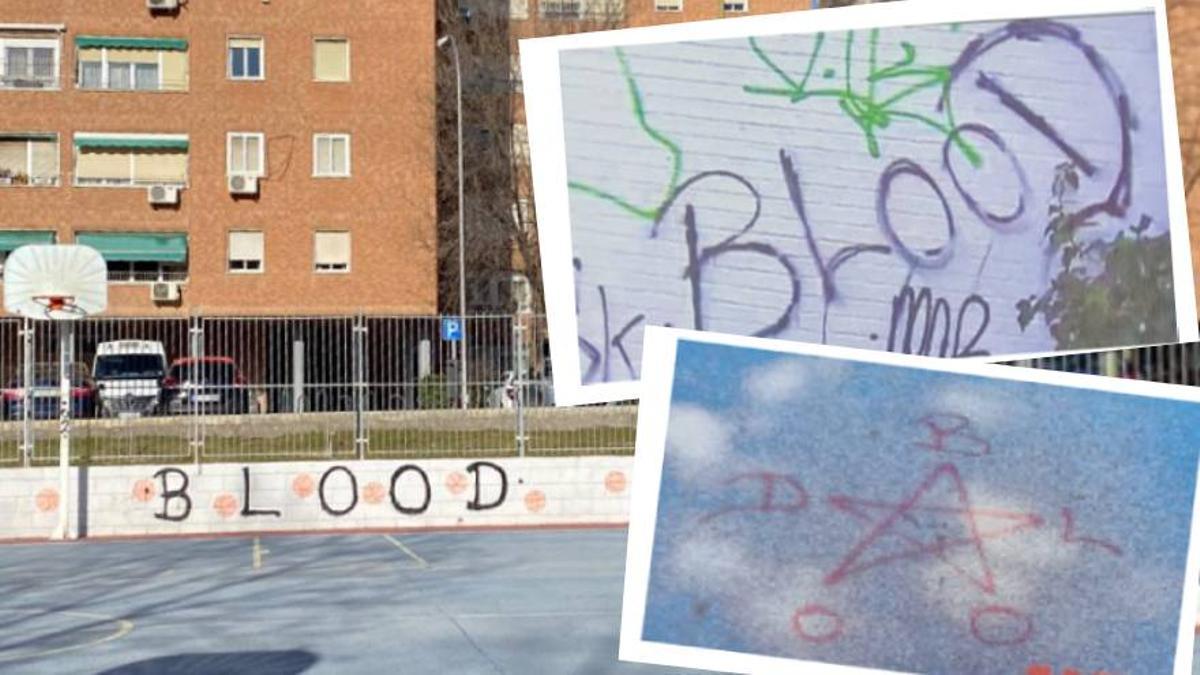 Pintada de la banda de los Bloods, que están presentes, sobre todo en zonas del centro de Madrid.