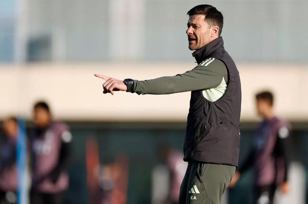 Xabi Alonso, en el entrenamiento del 30 de diciembre en Valdebebas