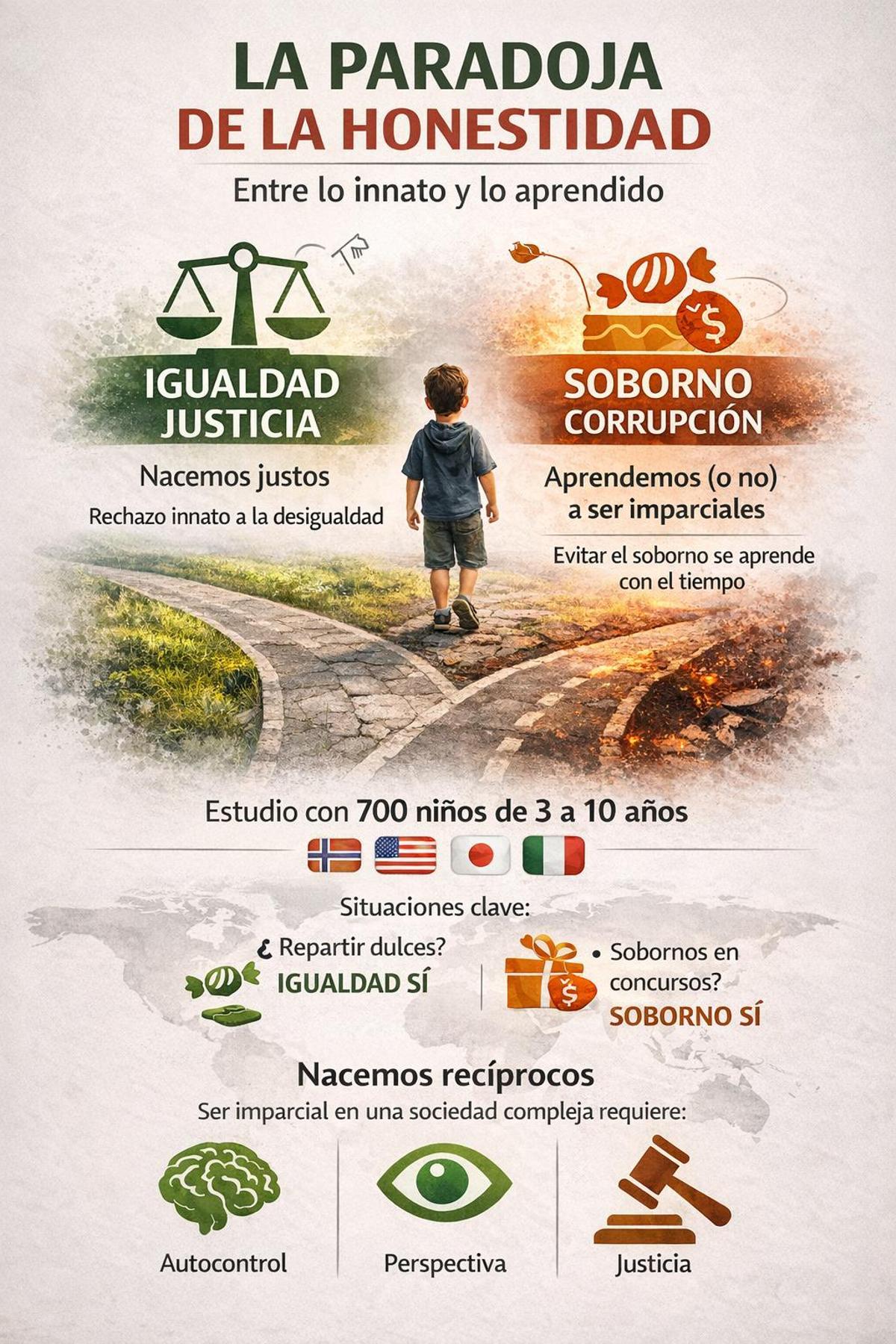 Nacemos con sentido de la igualdad. Rechazar el soborno es una conquista cultural que debe enseñarse y renovarse en cada generación.