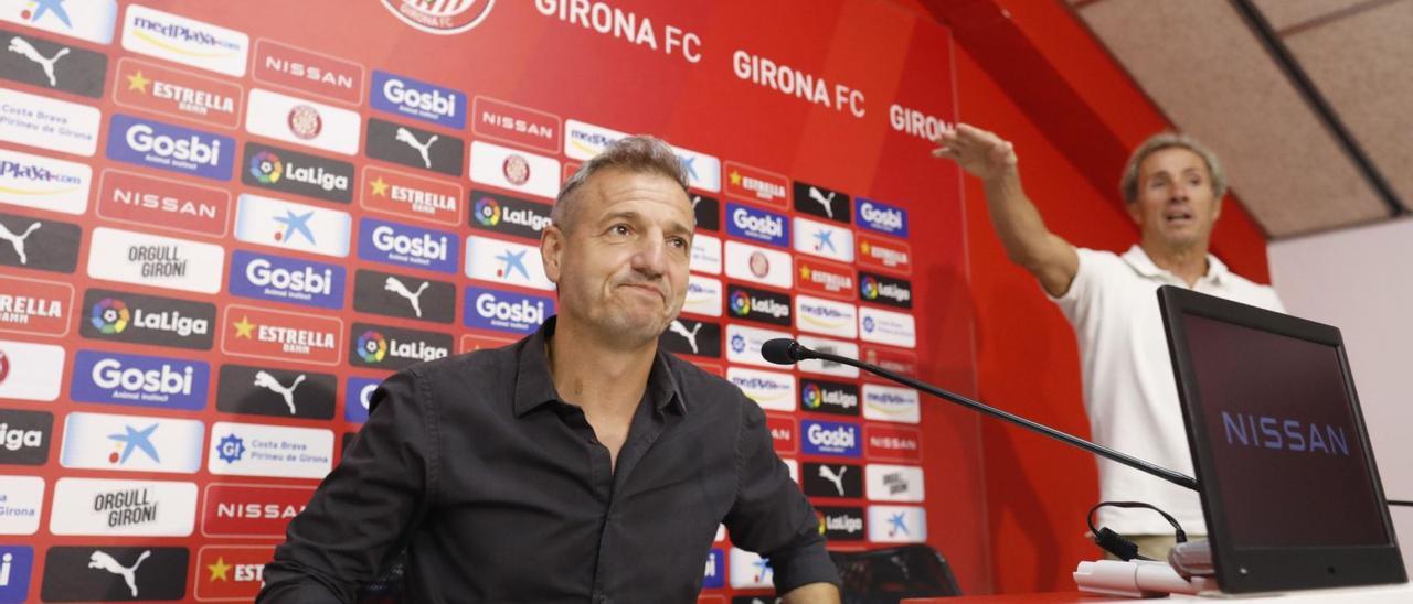 El director esportiu del
Girona, Quique Cárcel, en
un acte a Montilivi.  aniol resclosa