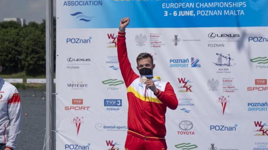 Joan Toni Moreno, en el podio con su medalla de oro en el Europeo de Polonia