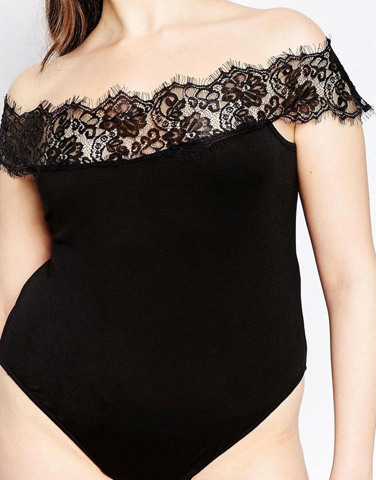 Body negro con encaje, Asos Curve