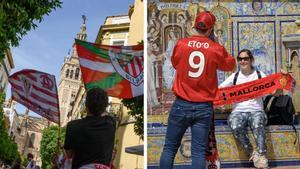 Aficionados de Athletic Club y RCD Mallorca por las calles de Sevilla