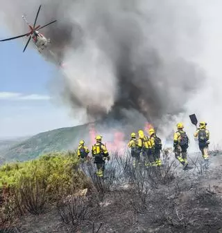 Un incendio registrado en la montaña de Quiroga en Lugo supera ya las 20 hectáreas calcinadas