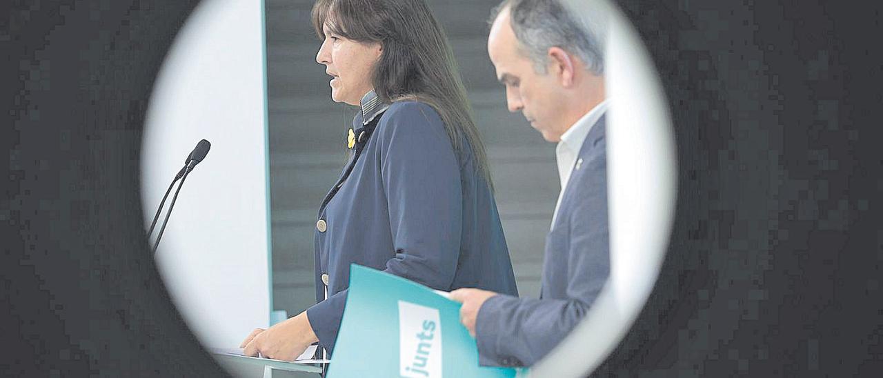 Laura Borràs i Jordi Turull durant una roda de premsa en una fotografia d&#039;arxiu