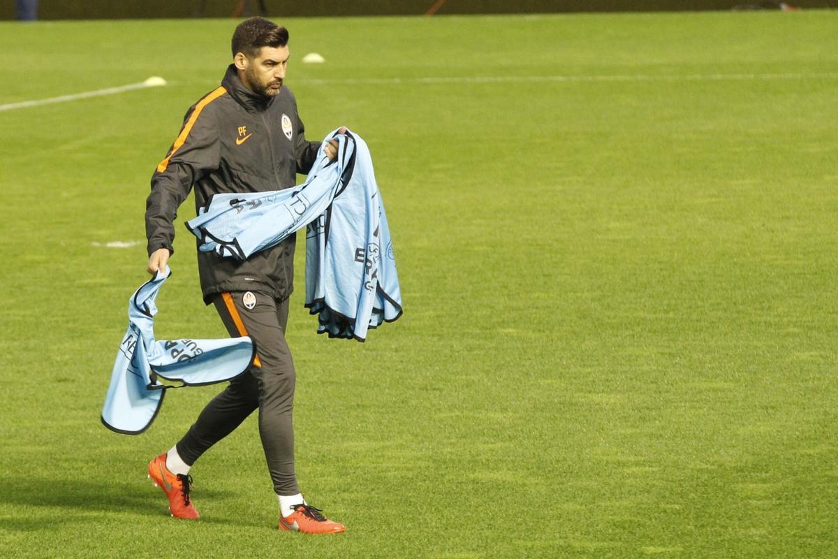 Paulo Fonseca, en el entrenamiento en Balaídos del Shakhtar en 2017