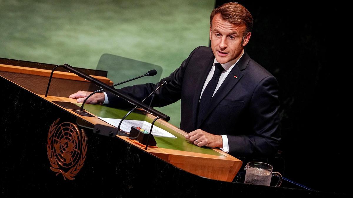 Emmanuel Macron, presidente de Francia, habla ante la Asamblea General de la ONU