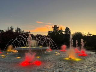 Zaragoza ilumina sus fuentes y edificios con los colores de la bandera de España por la Constitución