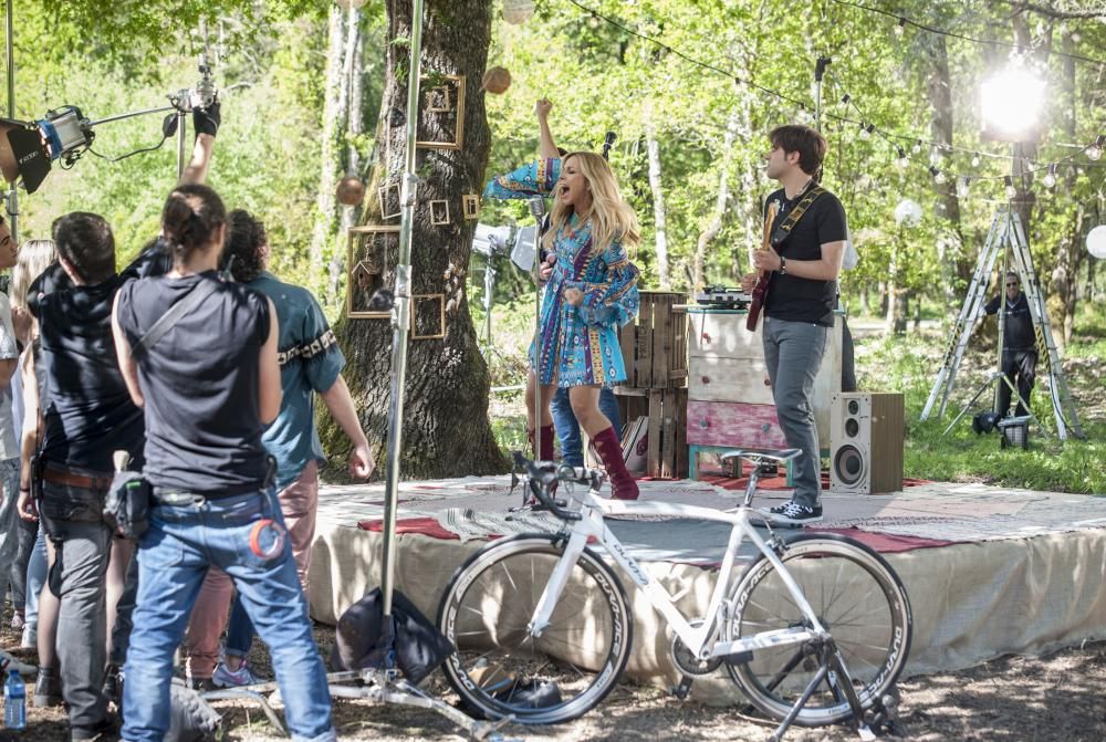 Marta Sánchez graba parte del spot de La Vuelta