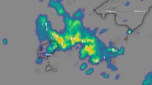 Una imagen de la DANA sobre Ibiza.