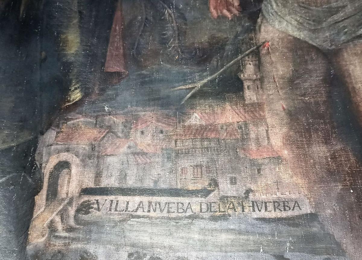 Detalle de un lienzo del s. XVII donde se aprecia el carácter defensivo de la torre de la iglesia. | SERVICIO ESPECIAL