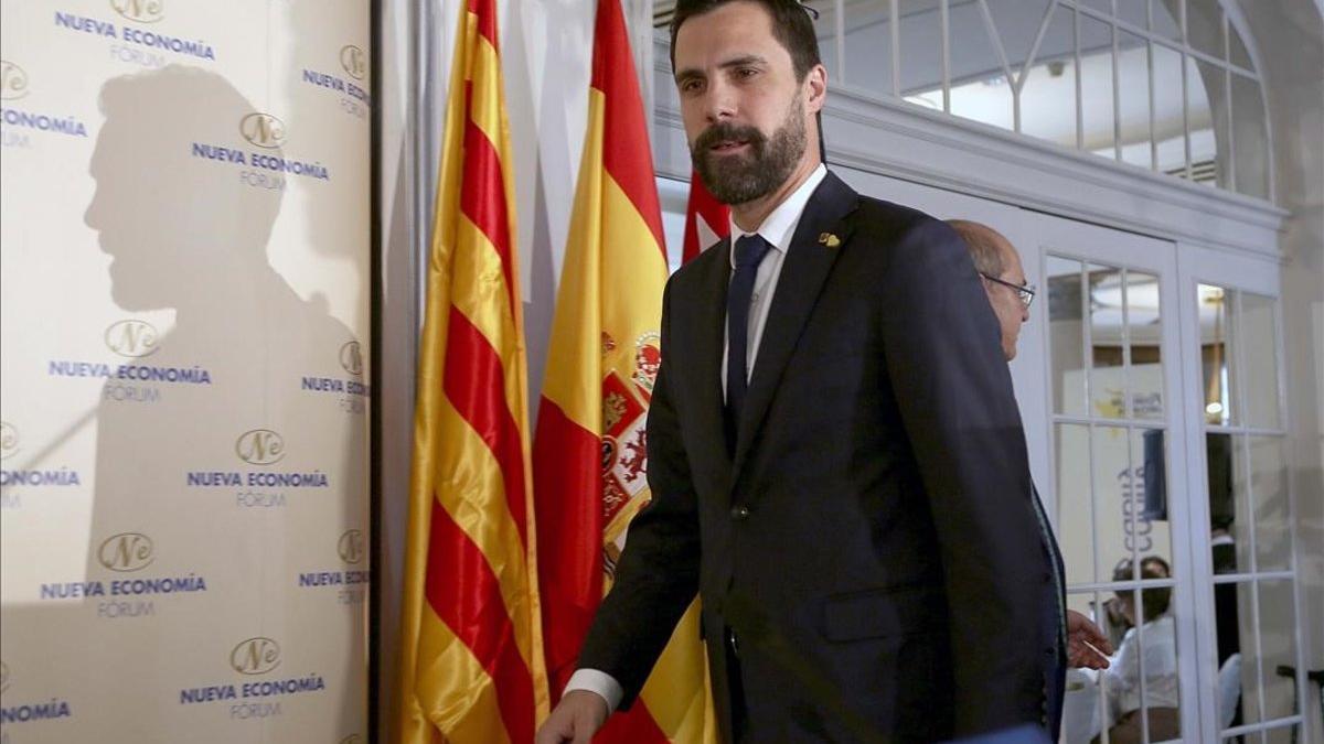 Roger Torrent, en el desayuno informativo de Fórum Nueva Economía, este jueves.