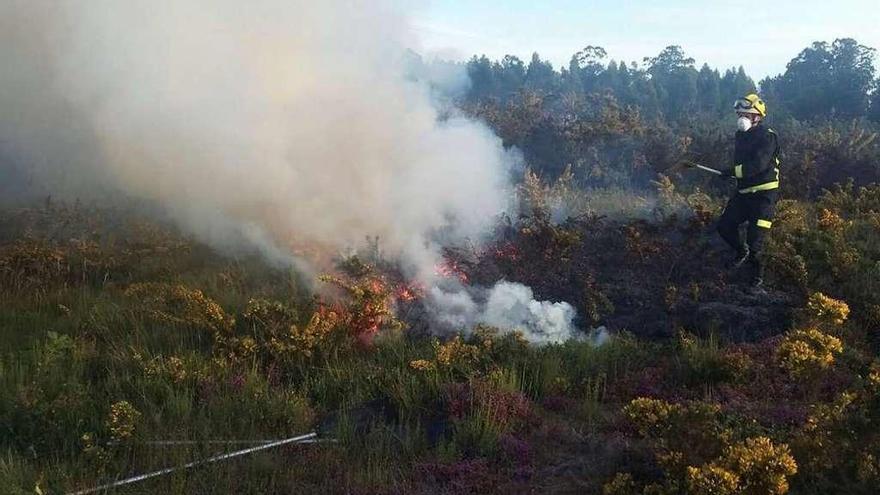 El incendio registrado el domingo en O Grove. // Muñiz