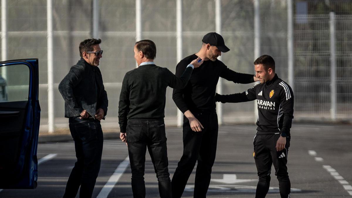 Rubén Sellés, junto a Alberto Belsué, en el Ibercaja Estadio