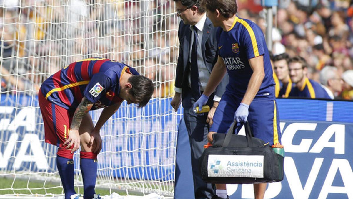 Messi, en el momento de su lesión el pasado sábado contra la UD Las Palmas