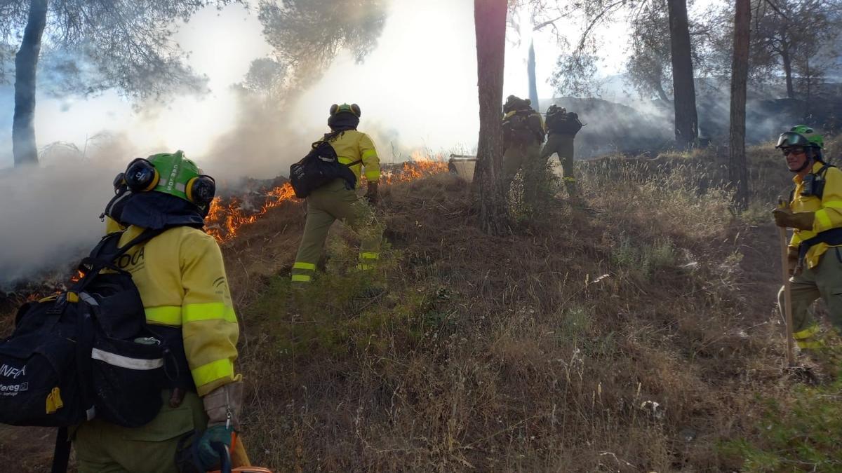 Efectivos en el lugar del incendio.