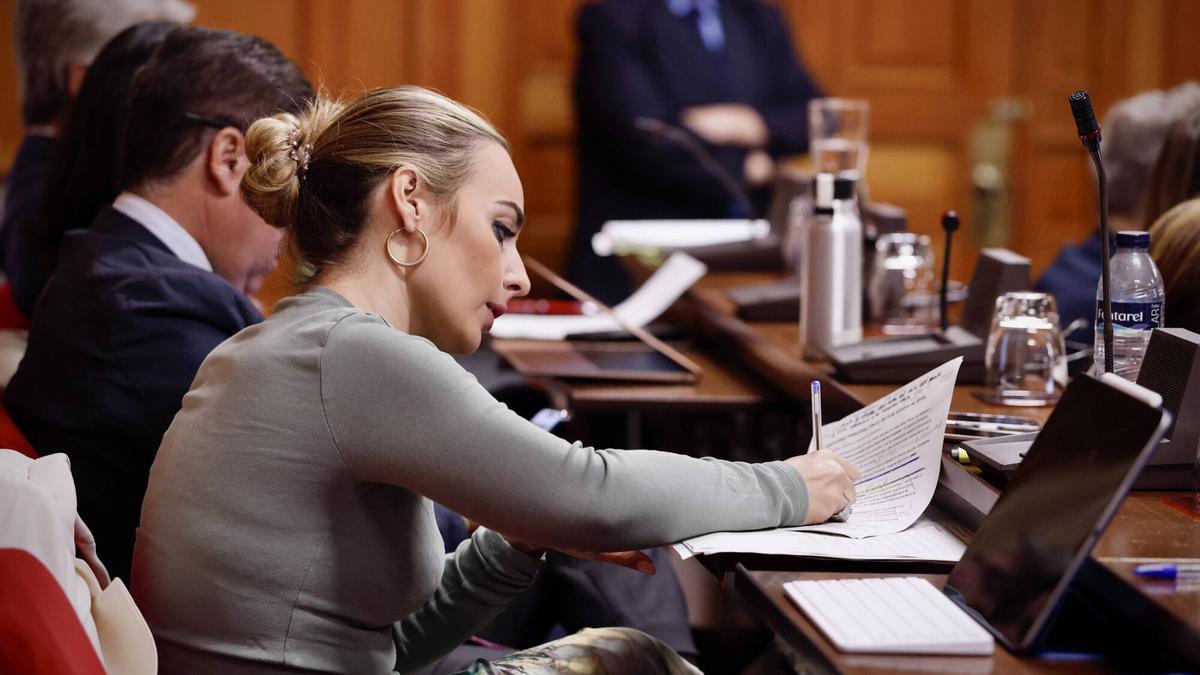 La delegada de Infancia, Narci Ruiz, en la sesión plenaria de este jueves.