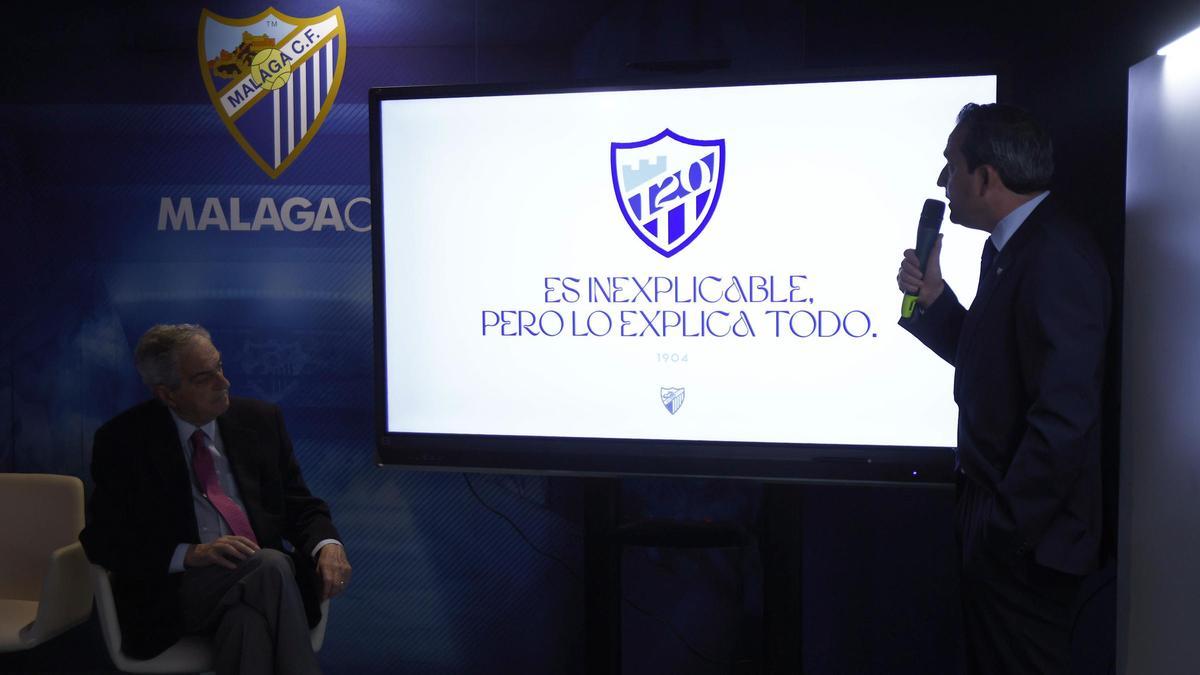 Kike Pérez, durante la presentación de los actos del 120 aniversario del fútbol en Málaga.