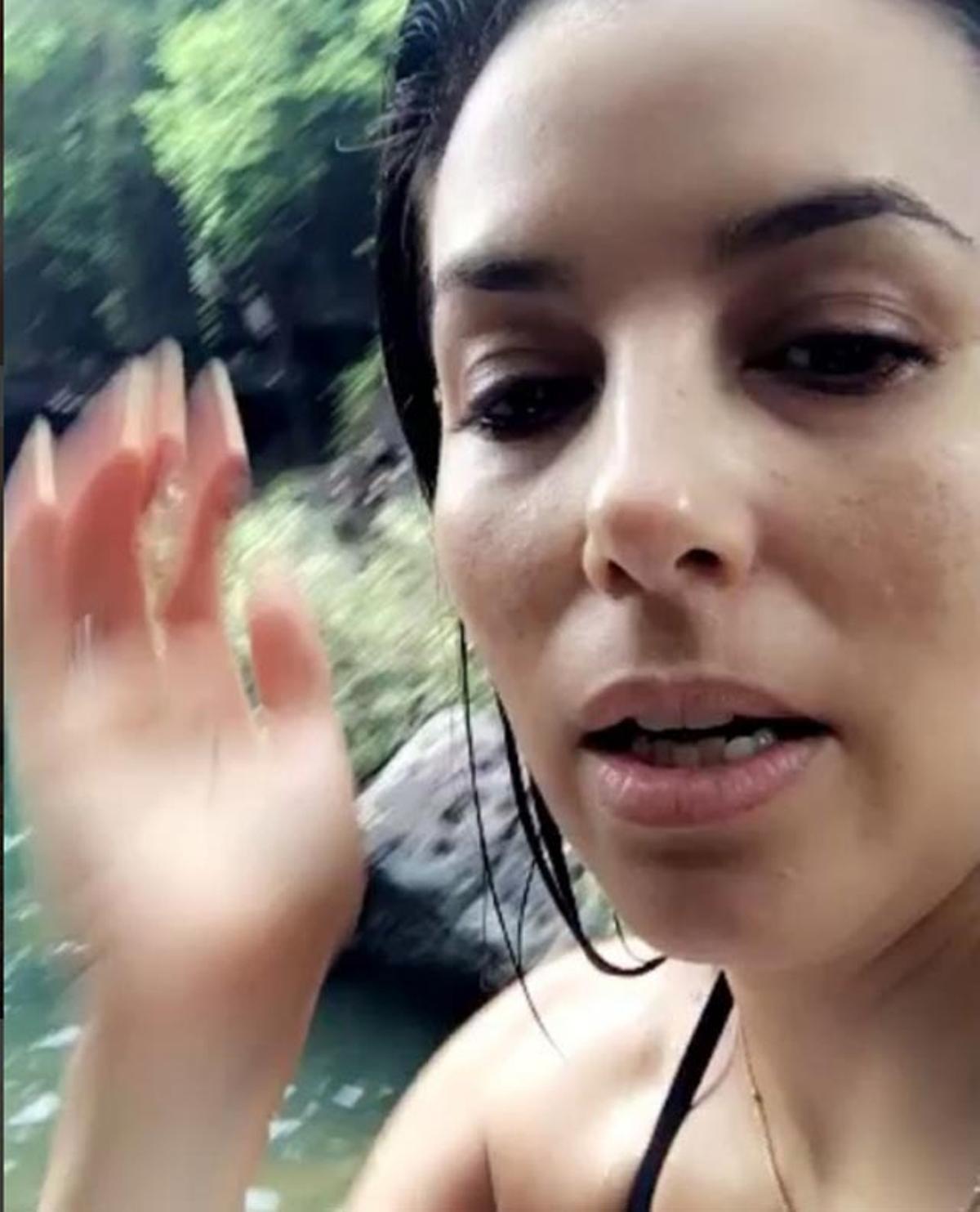 Eva Longoria está de luna de miel en un sitio con cataratas