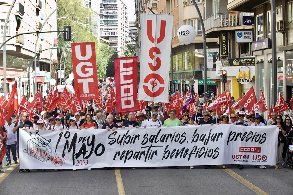 Las imágenes de la marcha del Primero de Mayo en Murcia