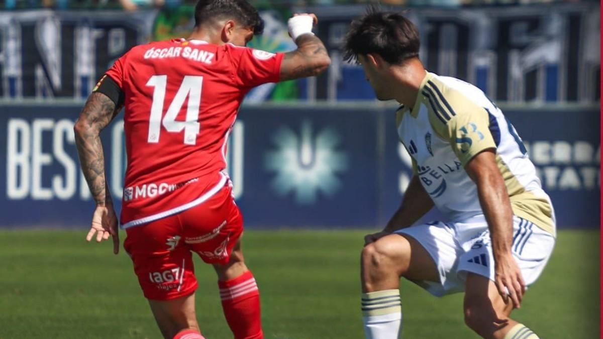 Óscar Sanz, durante el partido ante el Marbella
